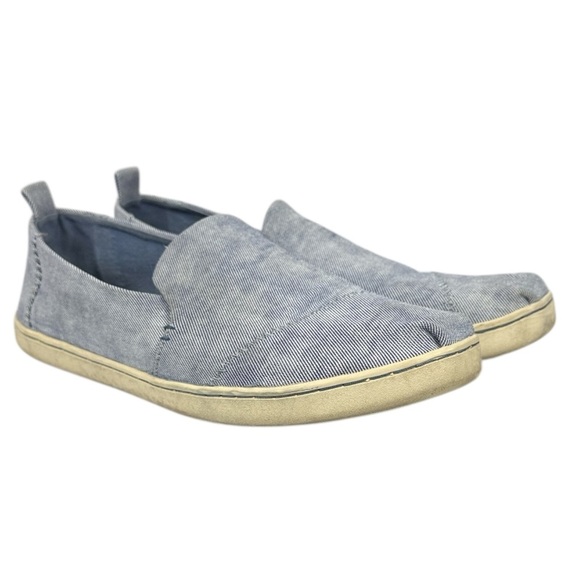 Toms Blue Canvas Slip-On Loafers Size 8 - Picture 1 of 8